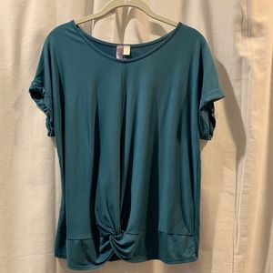 Francesca’s Alya Turquoise Short Sleeve Knot Top